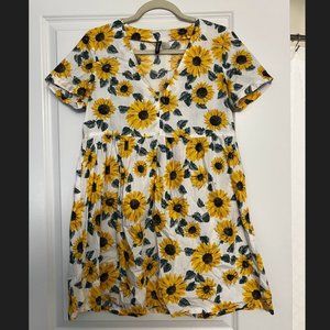 H&M Short Sleeve Floral Sunflower Sundress Size Small